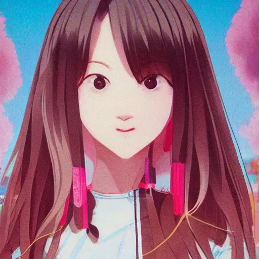 Image similar to a high detail portrait of high school girl by makoto sinkai, by BUNBUN, in simple background, CLIP STADIO, mad painting