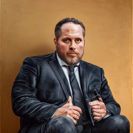 Prompt: An enormous portrait of a handsome middle-aged man, oil on canvas, studio lighting, 3D renders, high resolution, high details, realistic, realistic 3d, high detail, realistic render, Hollywood, realistic photo-realism, realist, cinematic, photo-realistic, cinematic