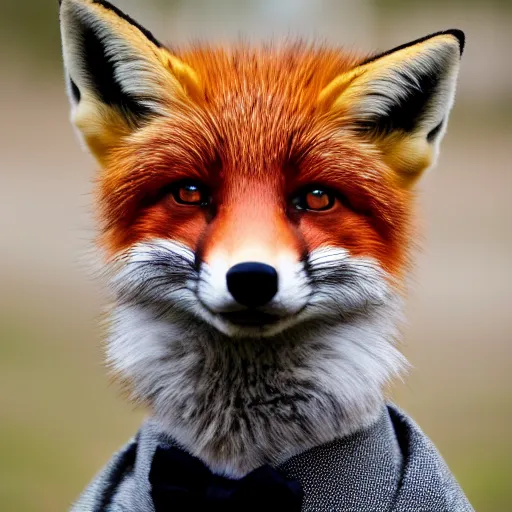 Image similar to a fox animal dressed in a suit in the style of a presidential campaign poster 8 5 mm f / 1. 4