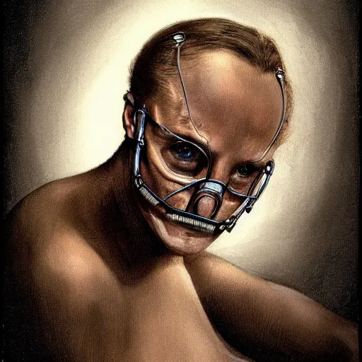 Prompt: ! dream hannibal lector, in the style of gerald brom, symmetry, smooth, sharp focus, semi - realism, intricate detail