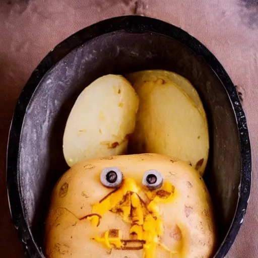 Prompt: harry potter inside of a potato.