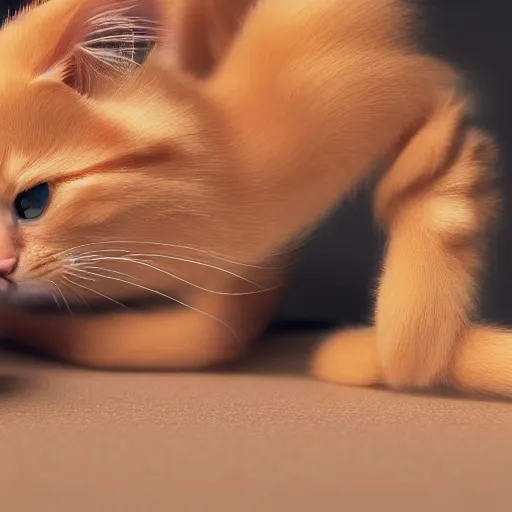 Prompt: orange tabby kitten playing with a ball of yarn, octane render, 4 k