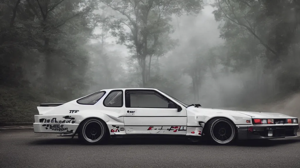 Prompt: takumi fujiwara's toyota ae 8 6 takumi fujiwara's toyota ae 8 6, cinematic, nikon d 7 5 0, long exposure, white balance, 8 k, led, lumen global illumination, fog, ray tracing reflections, fxaa, rtx, post - production