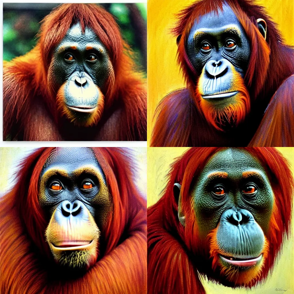 Prompt: a portrait of an orangutan, by coby whitmore