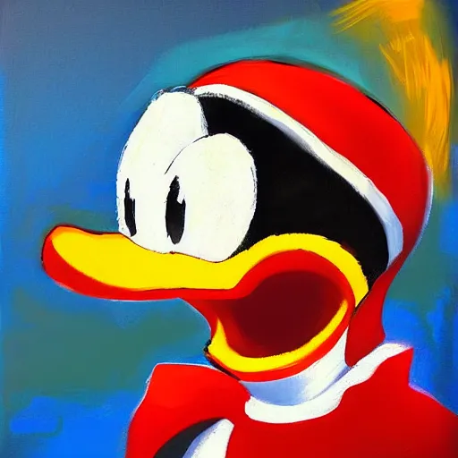 Prompt: Donald duck painting by Mondrian, trending on artstation