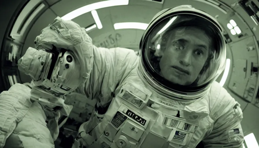 Image similar to movie still of a transcendental astronaut being, cinematic composition, cinematic light, anamorphic lens