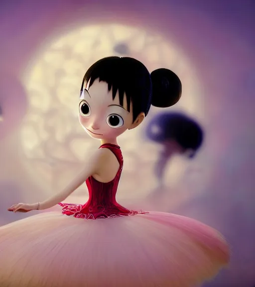 Prompt: very beautiful portrait of ballerina cute and adorable onepiece, smooth, perfect face, fantasy, character design by mark ryden and pixar and hayao miyazaki, sharp focus, concept art, harvest fall vibrancy, intricate detail, cinematic lighting, hyperrealistic, 3 5 mm, diorama macro photography, 8 k, 4 k