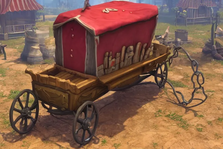 Image similar to 3d sculpt of a circus wagon, artstaton, League of Legends, red dead redemption2, digital illustration