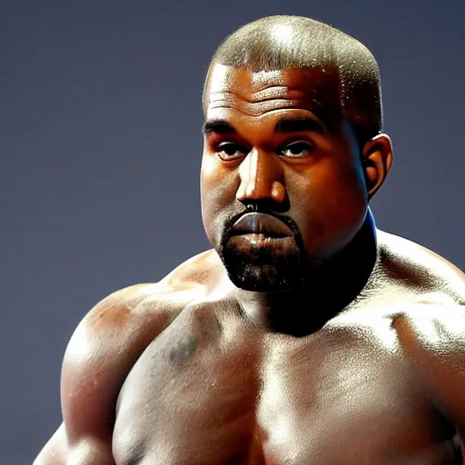 Prompt: kanye west as mr olympia