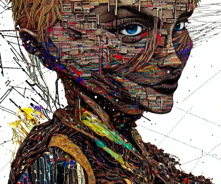 Image similar to nights falling wind is blowwing snow is pilling concept art in style of el anatsui and carne griffiths artwork by xsullo. mix media, biomecanical cyber alian of the whiched,, artwork by el anatsui and carne griffiths artwork by xsullo, insanely detailed, artstation,