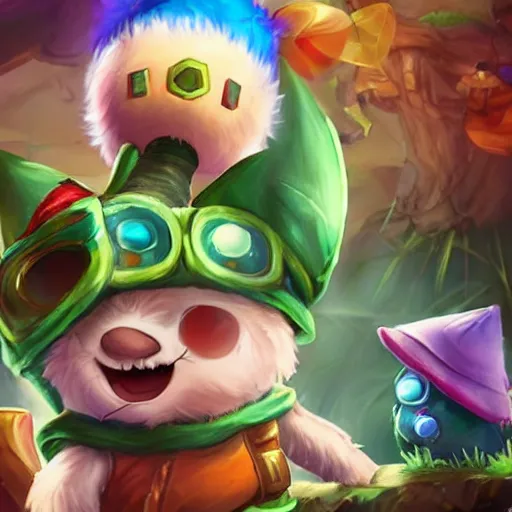 Image similar to teemo sits in bandle city getting high off shrooms, league of legends