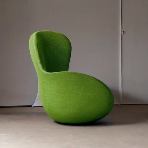 Image similar to an armchair in the shape of an avocado. avocado armchair. the armchair is imitating an avocado.