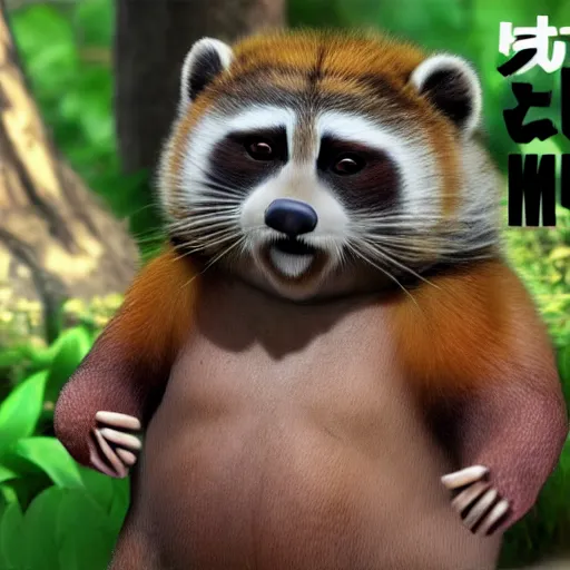 Prompt: a tanuki as yokozuna, fighting, realistic, awardwinning, unreal engine