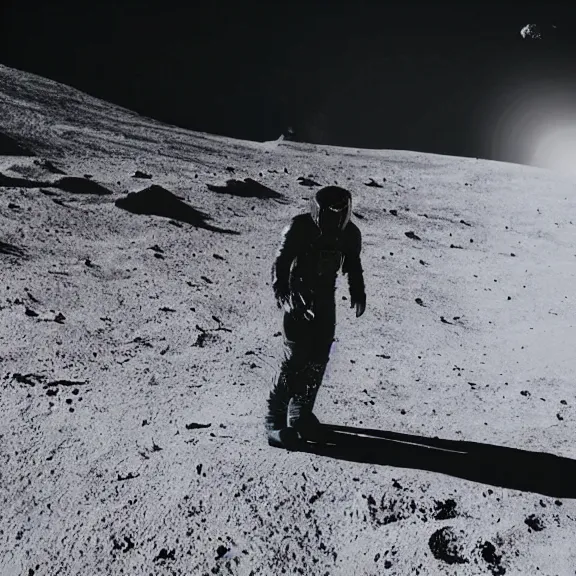 Prompt: dustin bates from starset band doing an epic cinematic pose on the moon, highly detailed, my demons video, masterpiece