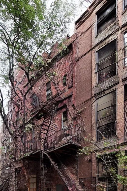 Image similar to (((((a ramshackle manhattan brick brownstone deep in the forest))))) by Andy Walsh!!!!!!!!!!!!!!!!!!!!!!!!!!!