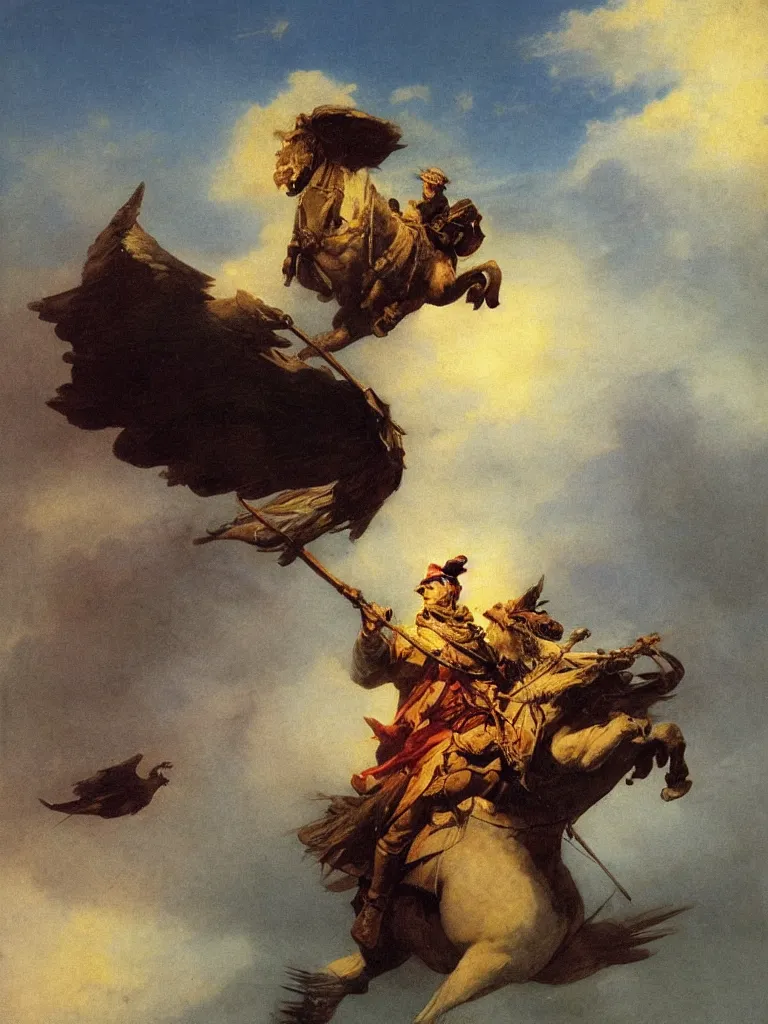 Image similar to noble hero portrait with an eagles head in rogue attire, by jack kirby italo calvino and ivan aivazovsky,