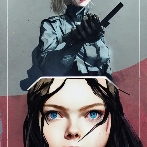 Image similar to Elle Fanning in Metal Gear Solid picture by Sachin Teng, asymmetrical, dark vibes, Realistic Painting , Organic painting, Matte Painting, geometric shapes, hard edges, graffiti, street art:2 by Sachin Teng:4