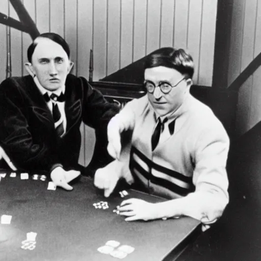 Prompt: harry potter and adolf hitler playing poker, 2 0 2 2