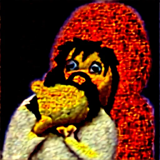 Image similar to a dramatic painting of Elmo devouring his son by Francisco Goya