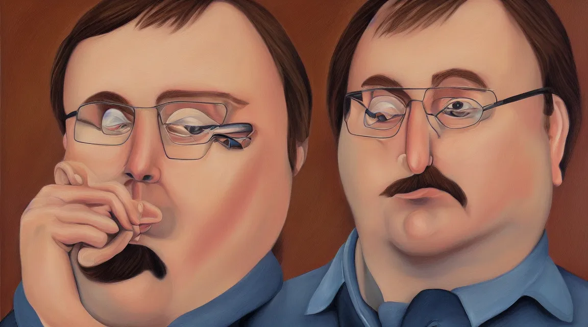 Image similar to portrait of Linus Torvalds painted by fernando botero