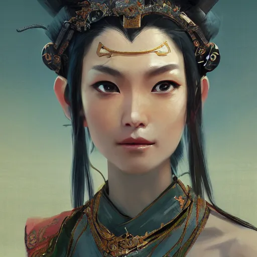 Prompt: ancient dynasty princess, dynasty warriors, cute face, 8 k beautiful, elegant, grafity, c 4 d, digital painting, smooth, concept art, in style of yoji shinkawa, pan ren wei, col price, atey ghailan, by greg rutkowski, aesthetic