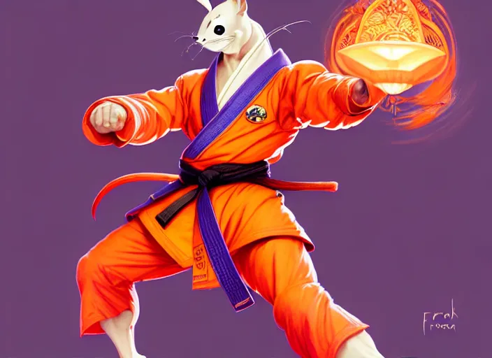 Prompt: a anthropomorphic carrot wearing karate gi, diffuse lighting, fantasy, dojo background, intricate, elegant, highly detailed, lifelike, photorealistic, digital painting, artstation, illustration, concept art, smooth, sharp focus, art by frank frazetta and marco bucci and loish and rossdraws and artgerm and alphonse mucha