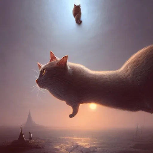 Prompt: a hyper - detailed 3 d render of cat, surrealism!!!!! surreal concept art, lifelike, photorealistic, digital painting, aesthetic, smooth, sharp focus, artstation hd, by greg rutkowski, bruce pennington, valentina remenar and asher duran