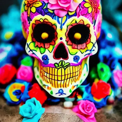 Prompt: a photo of a day of the death birthday party celebration, colorfull, sugar skull, sugarskull, kids, child, photo realistic, hyper realistic, detailed, instagram, influencer, n - 4