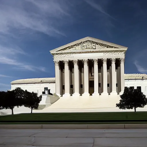 Prompt: the United States Supreme Court designed by Zaha Hadid.