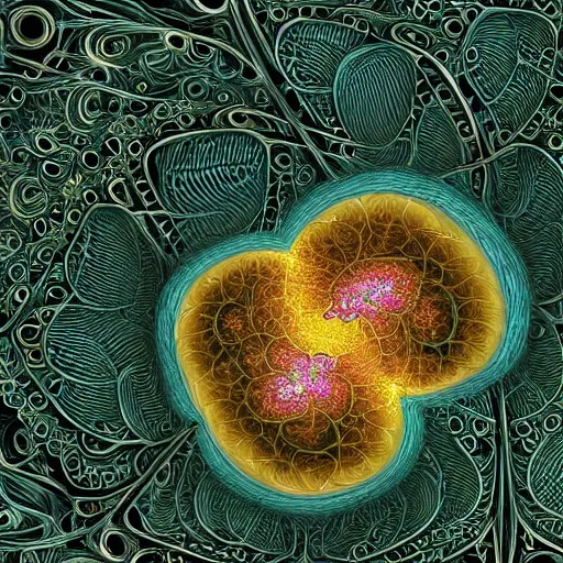 Prompt: beautiful female, flowers, mandelbrot fractal, veins, arteries, intricate, golden ratio, full frame, microscopic, elegant, highly detailed, ornate, ornament, sculpture, elegant , luxury, beautifully lit, ray trace, unreal, eye fish lens, 3d, PBR, in the style of alex grey and Romero Ressendi