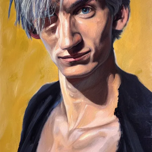 Prompt: portrait of xqc, muscular, expressive oil painting