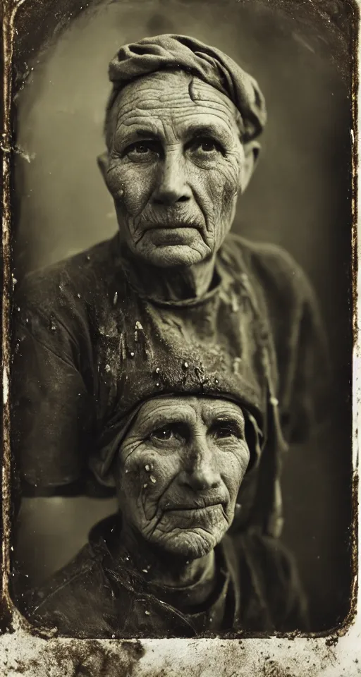 Prompt: a highly detailed wet plate photograph, a portrait of a baker