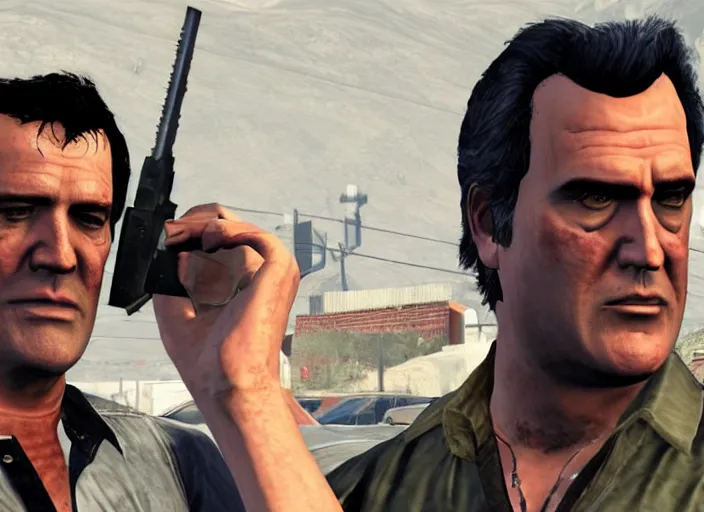 Prompt: Bruce Campbell as a character in GTA V,