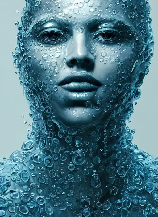 Image similar to sculpture made of water, portrait, future, shaman, harper's bazaar, vogue, magazine, insanely detailed and intricate, concept art, ornate, luxury, elite, elegant, trending on artstation, by ruan jia, by Kenneth Willardt, by ross tran, by WLOP, by Andrei Riabovitchev,