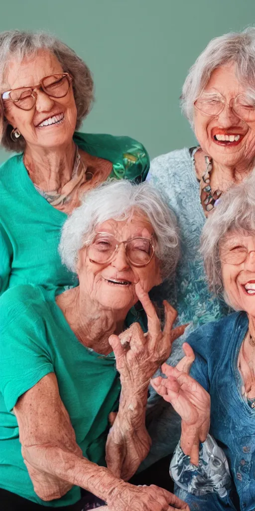 Image similar to smiling grandmas in the house on psychedelics