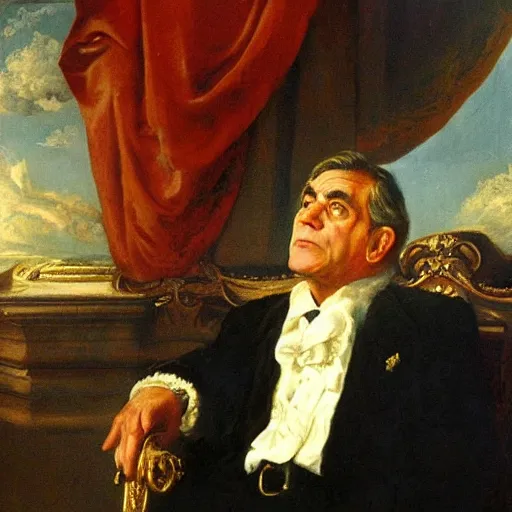 Image similar to gordon brown is the king of the world, baroque painting