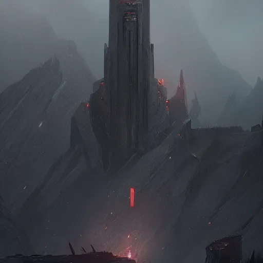 Prompt: star wars concept art by greg rutkowski, a palatial and imposing dark tower in the middle of a highland landscape, enigmatic atmosphere, beautiful and cinematic lighting, artstation hq.