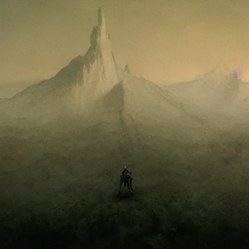 Prompt: still from the witcher television series, painted by zdzisław beksinski