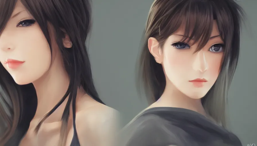 Image similar to portrait of the most beautiful woman, anime style character, clean soft lighting, backlit beautiful face, clean brush stroke, 8 k character concept art, by wolp ， 3 d