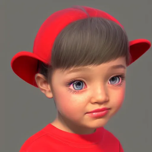 Prompt: a beautiful little girl in red hat rendered as an unreal engine