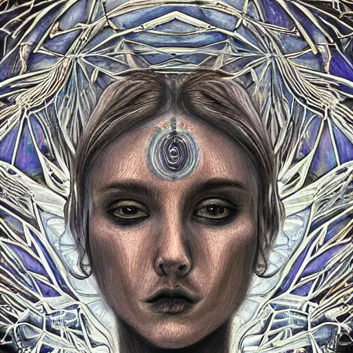 Image similar to beautiful detailed artistic portrait of a person travelling between different astral planes. grainy and rough. artistic painting by lurid ( 2 0 2 2 ). featured on deviantart.