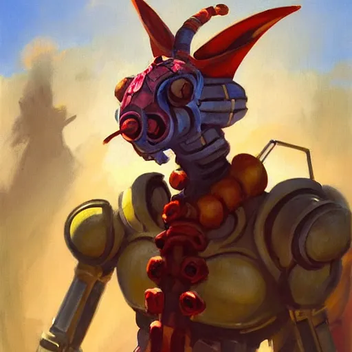 Image similar to greg manchess portrait painting of partially armored caterpillar from alice in wonderland as overwatch character, wacky, medium shot, asymmetrical, profile picture, organic painting, sunny day, matte painting, bold shapes, hard edges, street art, trending on artstation, by huang guangjian and gil elvgren and jesper ejsing