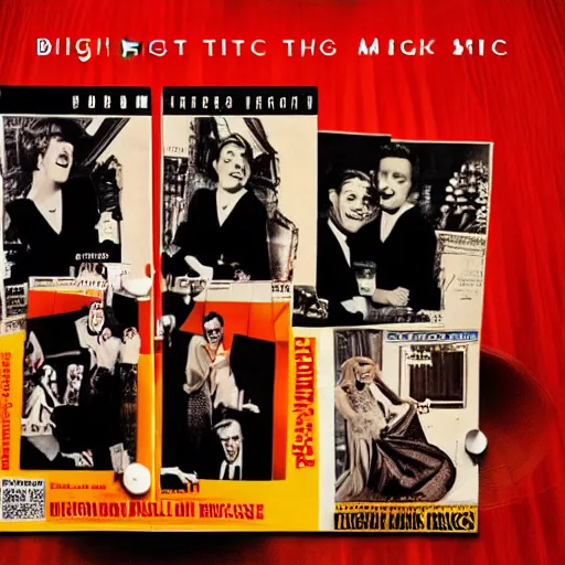 Image similar to shriekback album big night music in the style of 1960's, advertising photography,