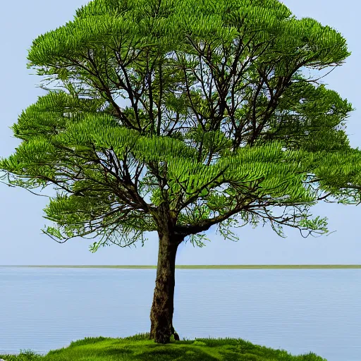 Image similar to an actual binary tree growing on the data lake shores