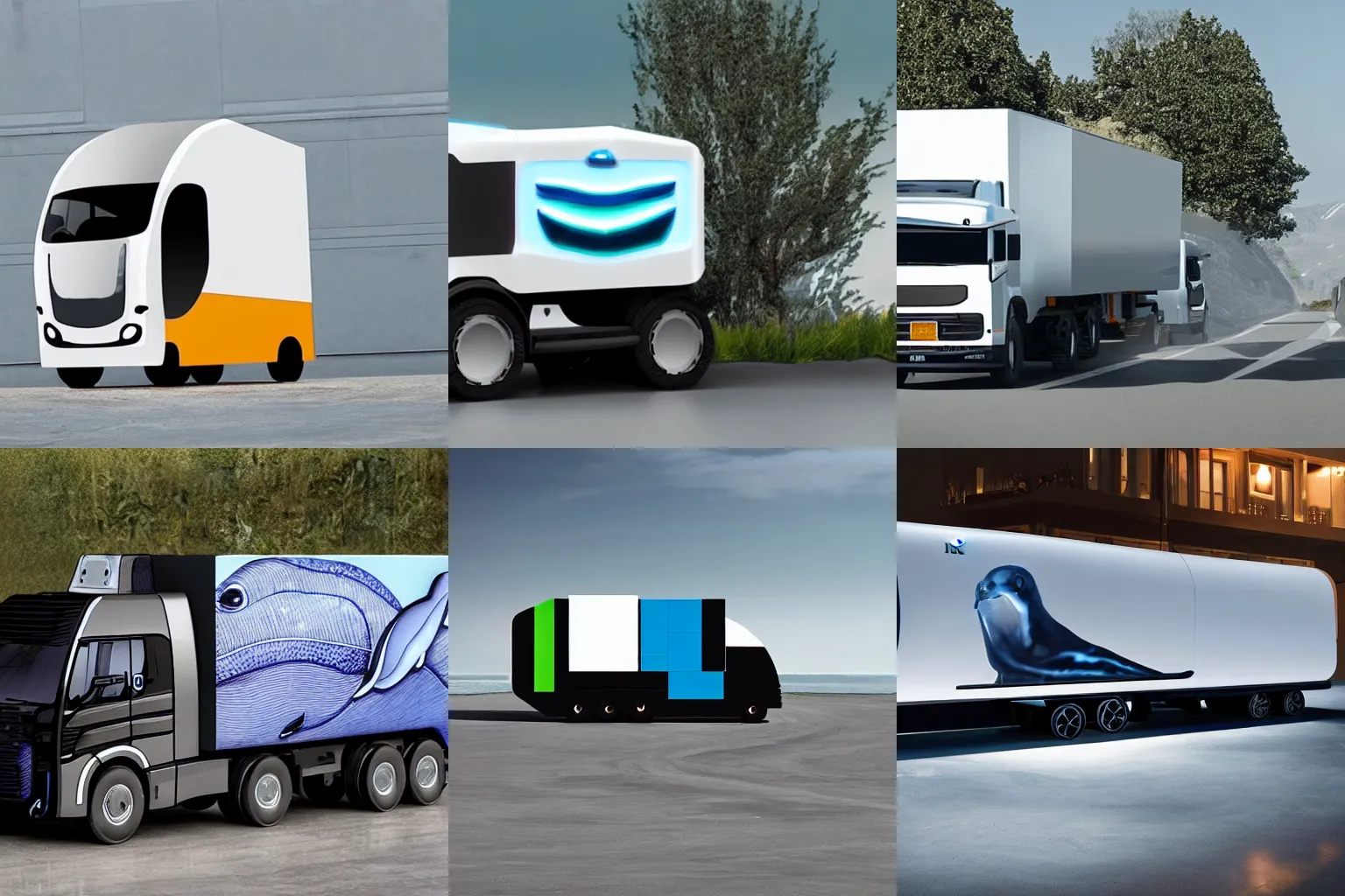 Prompt: an eletric truck design inspired by the shape of a whale