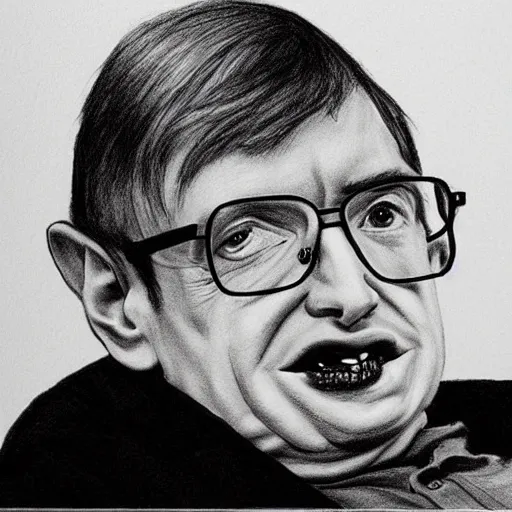 Image similar to Stephen Hawking drawn by a child, crayons,