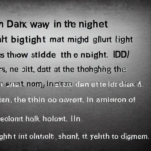 Prompt: an dark highway in the middle of the night, there is only 1 dim pole light. Behind the light, there is a dark tall slender shadowy figure