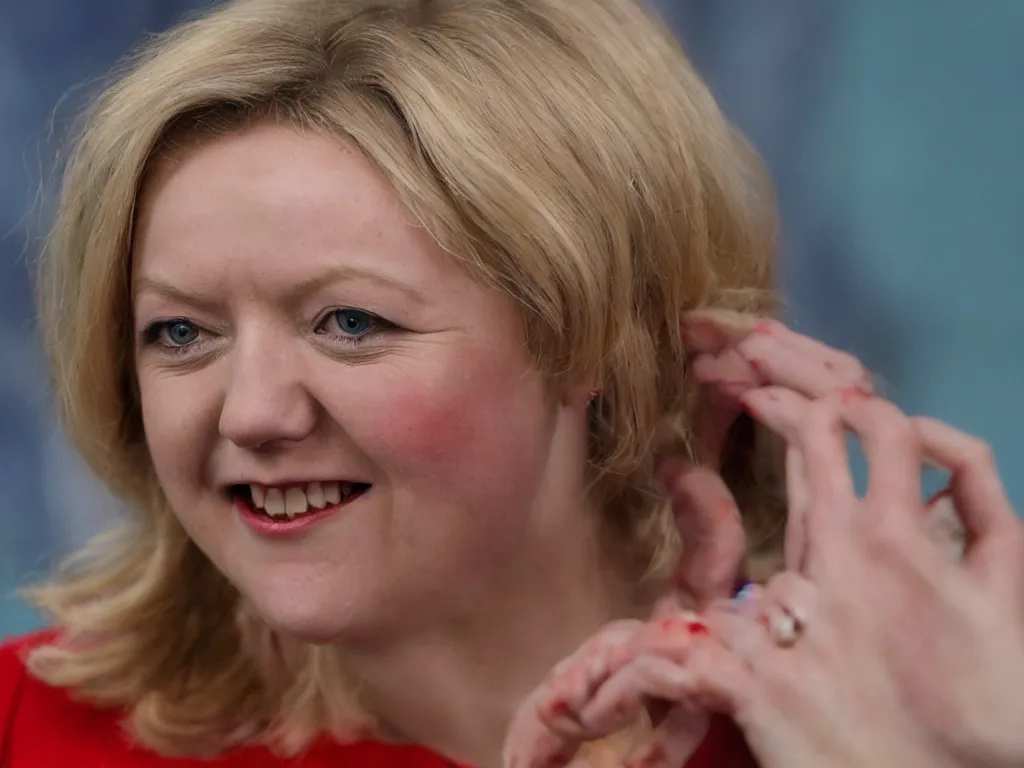 Image similar to a yearbook photograph of liz truss prom queen infected with a deadly squid pox, she has broken out in tentacles and weeping sores. she is voted most likely to initiate nuclear war. her name is liz truss