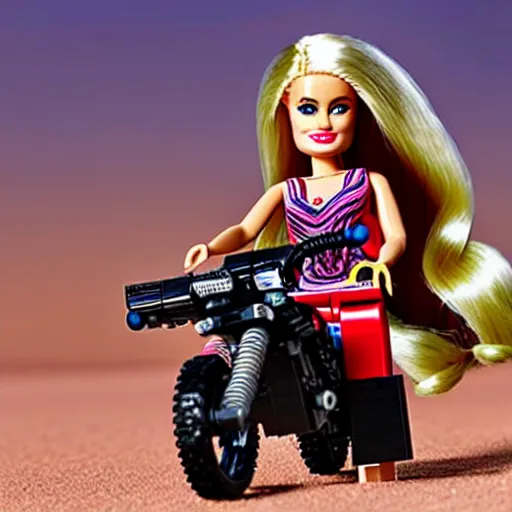 Prompt: barbie lego, madmax style