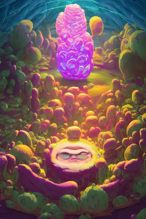 Image similar to roots cactus sushi cristal smurf ghost creature animal sushi cristal very big eye roots cactus elemental flush of force nature micro world fluo fishscale, behance hd by jesper ejsing, by rhads, makoto shinkai and lois van baarle, ilya kuvshinov, rossdraws radiating a glowing aura global illumination ray tracing hdr